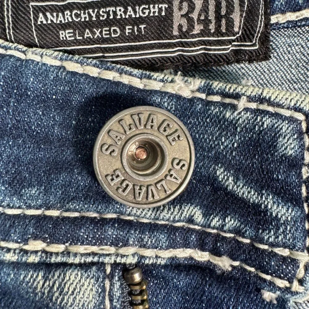 Salvage Anarchy Straight Relaxed Fit Jeans Mens 34R Blue